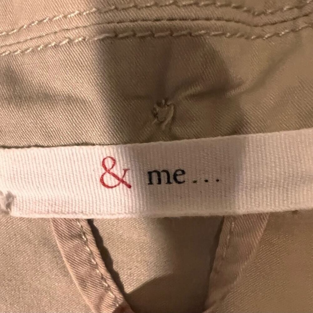& Me Khaki Tan Utility Tie Waist w/‎ Front Pockets 100% Cotton Women's Medium - Picture 3 of 4